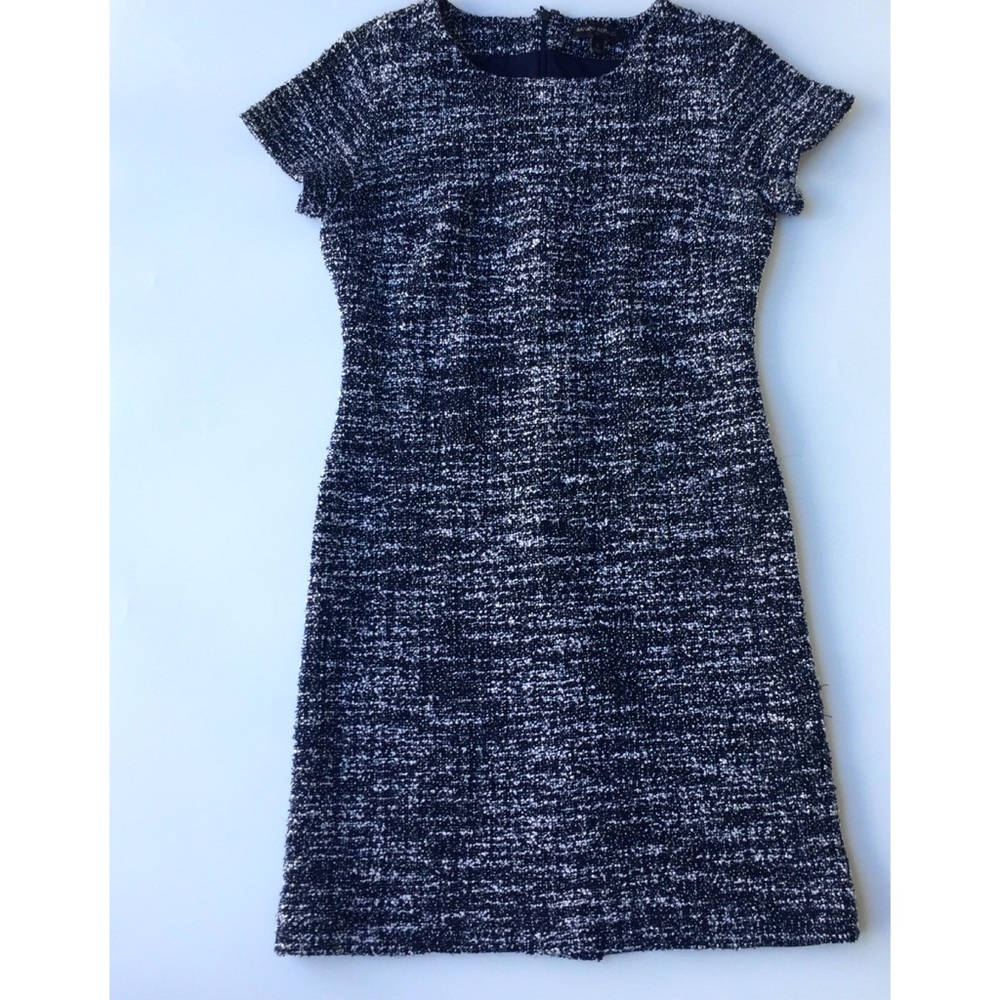Banana Republic Navy and White Tweed Texture Dress